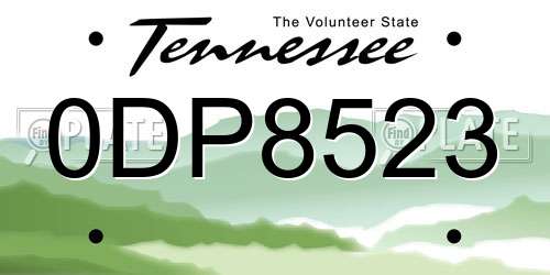 0DP8523 Tennessee License Plate