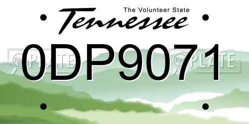 0DP9071 Tennessee License Plate