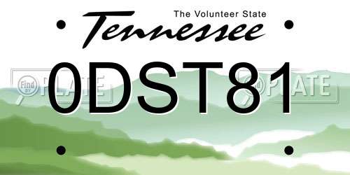 0DST81 Tennessee License Plate