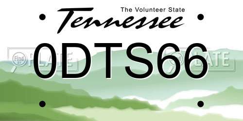 0DTS66 Tennessee License Plate