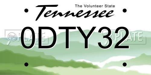0DTY32 Tennessee License Plate