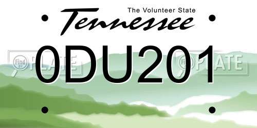 0DU201 Tennessee License Plate