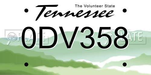 0DV358 Tennessee License Plate