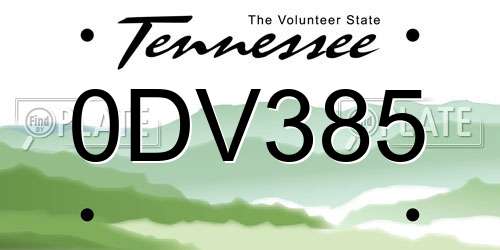 0DV385 Tennessee License Plate