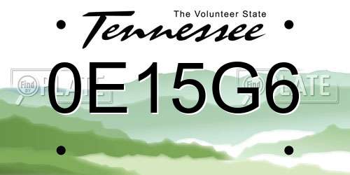 0E15G6 Tennessee License Plate