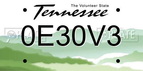 0E30V3 Tennessee License Plate