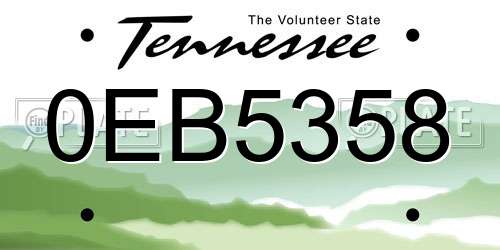 0EB5358 Tennessee License Plate