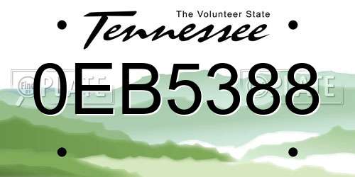0EB5388 Tennessee License Plate