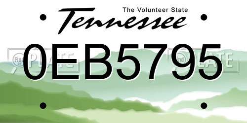 0EB5795 Tennessee License Plate
