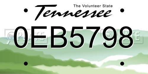 0EB5798 Tennessee License Plate