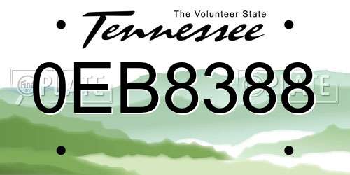 0EB8388 Tennessee License Plate