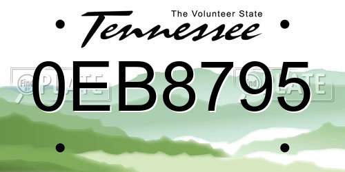0EB8795 Tennessee License Plate