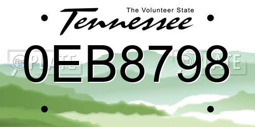 0EB8798 Tennessee License Plate