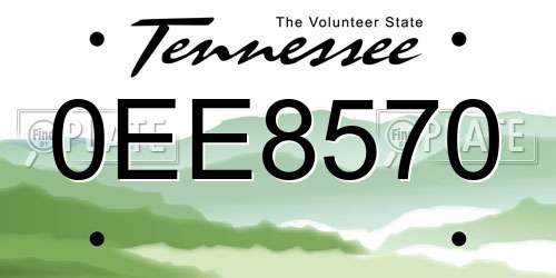 0EE8570 Tennessee License Plate