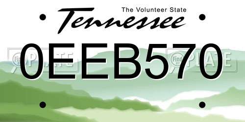 0EEB570 Tennessee License Plate