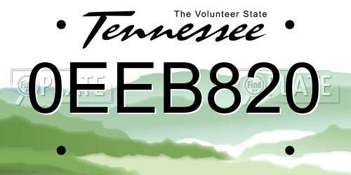 0EEB820 Tennessee License Plate