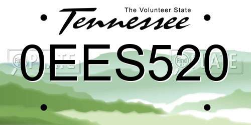 0EES520 Tennessee License Plate