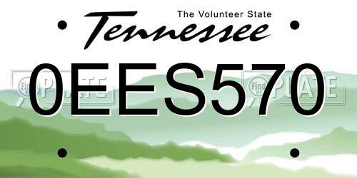 0EES570 Tennessee License Plate