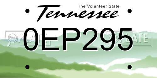0EP295 Tennessee License Plate