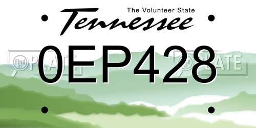 0EP428 Tennessee License Plate