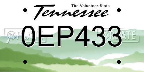 0EP433 Tennessee License Plate