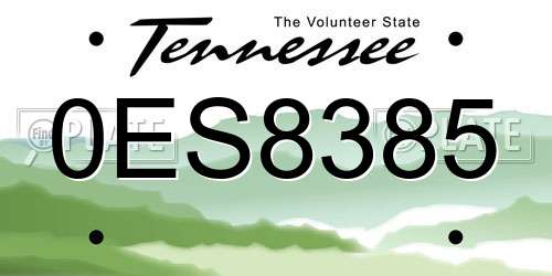 0ES8385 Tennessee License Plate