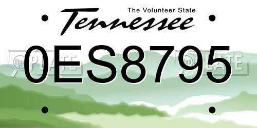 0ES8795 Tennessee License Plate