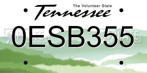 0ESB355 Tennessee License Plate