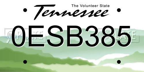 0ESB385 Tennessee License Plate