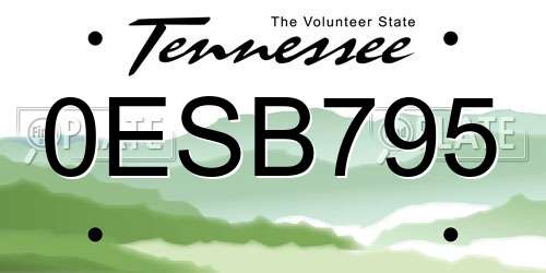 0ESB795 Tennessee License Plate