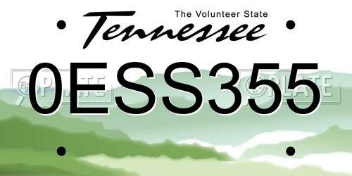 0ESS355 Tennessee License Plate