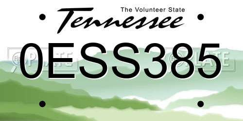 0ESS385 Tennessee License Plate