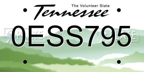0ESS795 Tennessee License Plate