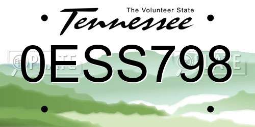0ESS798 Tennessee License Plate