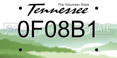 0F08B1 Tennessee License Plate