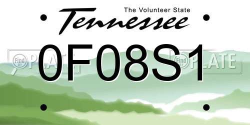 0F08S1 Tennessee License Plate