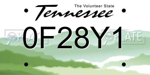 0F28Y1 Tennessee License Plate