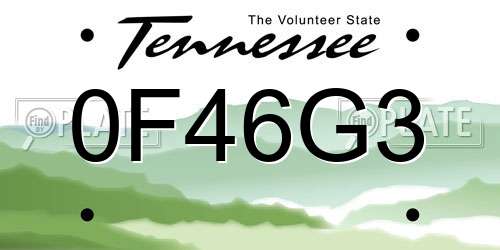0F46G3 Tennessee License Plate