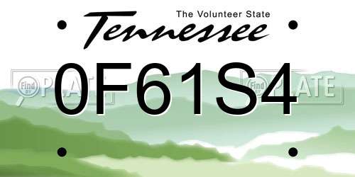 0F61S4 Tennessee License Plate