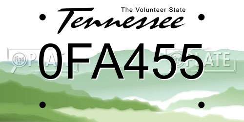 0FA455 Tennessee License Plate