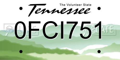 0FCI751 Tennessee License Plate