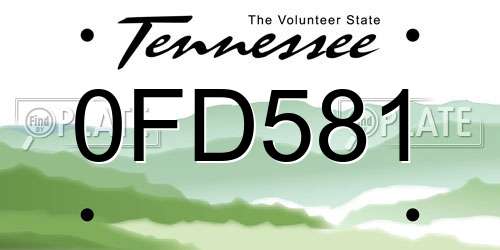 0FD581 Tennessee License Plate