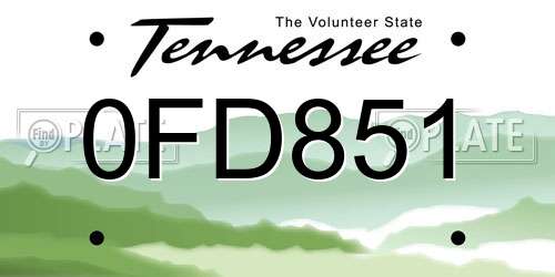 0FD851 Tennessee License Plate