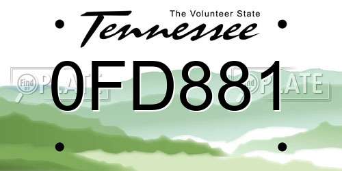 0FD881 Tennessee License Plate
