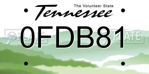 0FDB81 Tennessee License Plate
