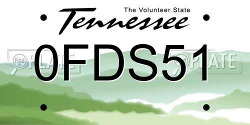 0FDS51 Tennessee License Plate