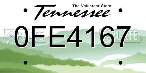 0FE4167 Tennessee License Plate