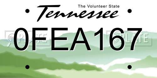 0FEA167 Tennessee License Plate