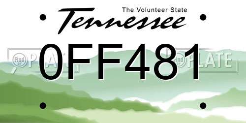 0FF481 Tennessee License Plate