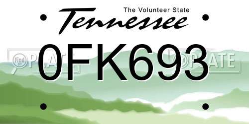 0FK693 Tennessee License Plate